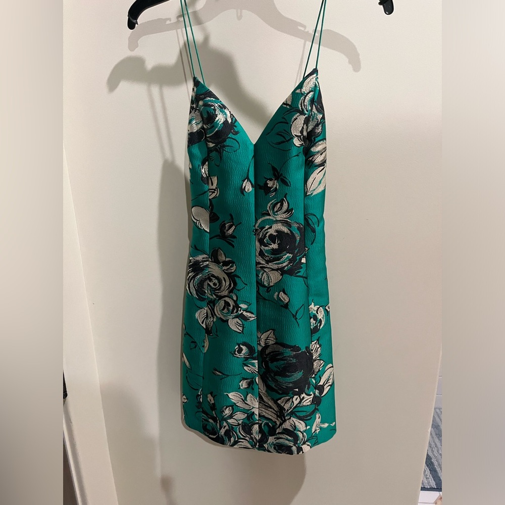 Alice & Olivia green floral dress